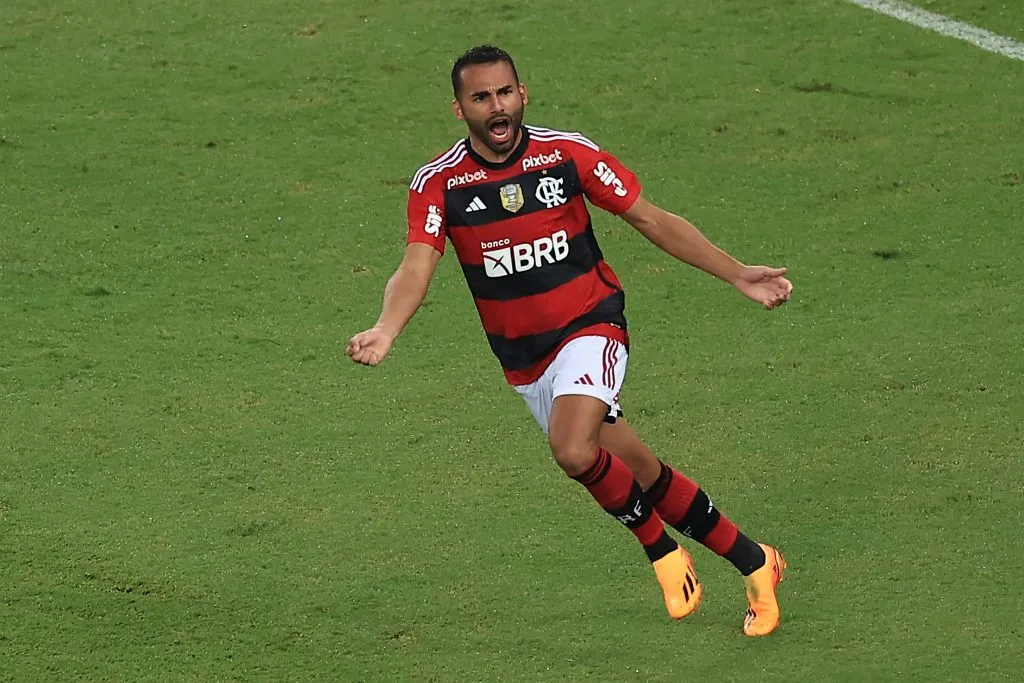 Thiago Maia comemora gol pelo Flamengo. Photo by Buda Mendes/Getty Images