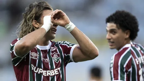 Canobbio jogador do Fluminense comemora seu gol durante partida. Foto: Jorge Rodrigues/AGIF