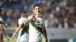 Germán Cano, atacante do Fluminense, comemora seu gol na partida contra o Caxias, no Estádio Centenário, pela Copa do Brasil 2025. Foto: Luis Felipe Amorin/AGIF