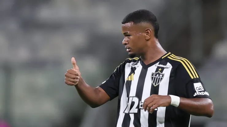 Alisson, ex-jogador do Atlético-MG, comemora seu gol durante partida contra o Manaus no estadio Mineirao pelo campeonato Copa Do Brasil 2025. Foto: Gilson Lobo/AGIF
