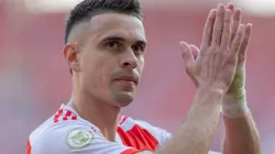 Borré jogador do Internacional durante partida contra o Grêmio no estádio Beira-Rio pelo campeonato Brasileiro A 2024. Foto: Liamara Polli/AGIF