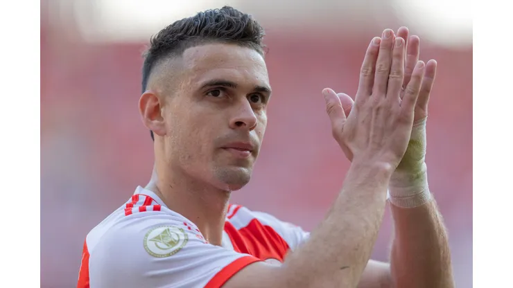 Borré jogador do Internacional durante partida contra o Grêmio no estádio Beira-Rio pelo campeonato Brasileiro A 2024. Foto: Liamara Polli/AGIF