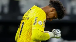 Hugo Souza goleiro do Corinthians comemora vitoria da partida contra o Bahia no estádio Arena Corinthians pelo campeonato Brasileiro A 2024. Foto: Joisel Amaral/AGIF