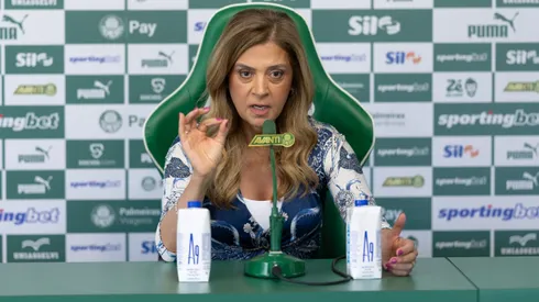Leila Pereira em entrevista pelo Palmeiras - Foto: Ettore Chiereguini/AGIF
