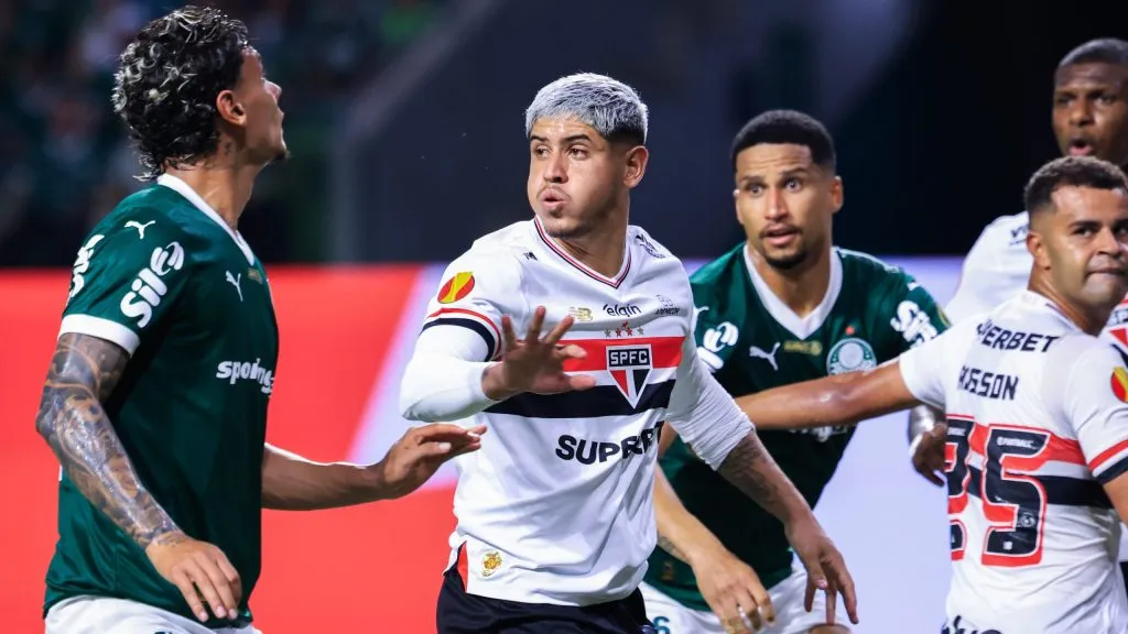 Franco jogador do São Paulo durante partida contra o Palmeiras no estádio Arena Allianz Parque pelo campeonato Paulista 2025. Foto: Marcello Zambrana/AGIF