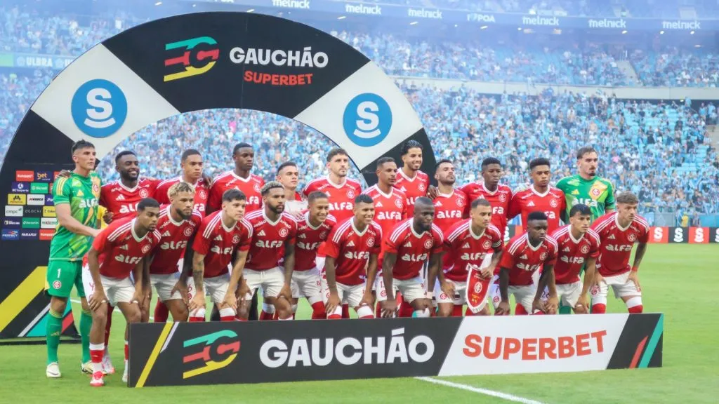Jogadores do Internacional antes do confronto contra o Grêmio, pelo Gauchão. Foto: Ricardo Duarte/Internacional.