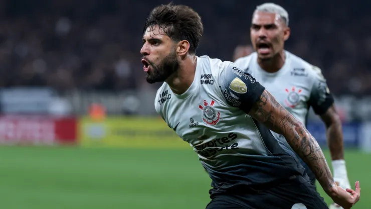 Yuri Alberto jogador do Corinthians comemora seu gol durante partida contra o Universidad Central no estádio Arena Corinthians pelo campeonato Copa Libertadores 2025.