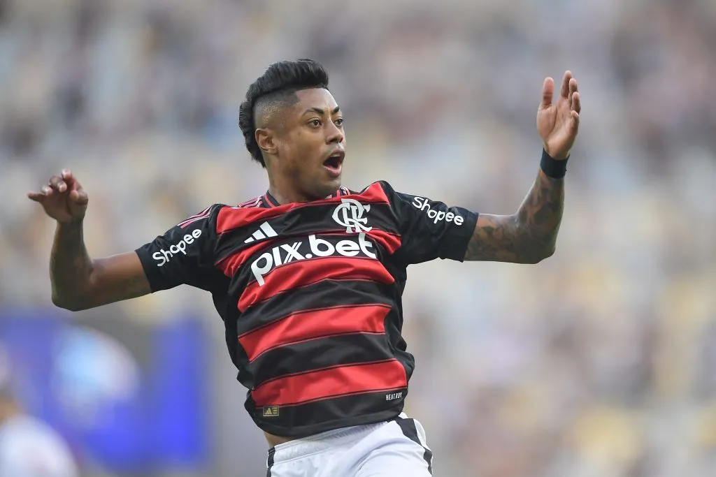 Bruno Henrique comemora gol contra o Vasco. Foto: Thiago Ribeiro/AGIF