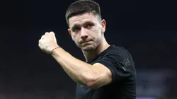 Rodrigo Garro comemorando gol durante partida entre Corinthians e Santos, na Neo Química Arena, pela semifinal do Campeonato Paulista.