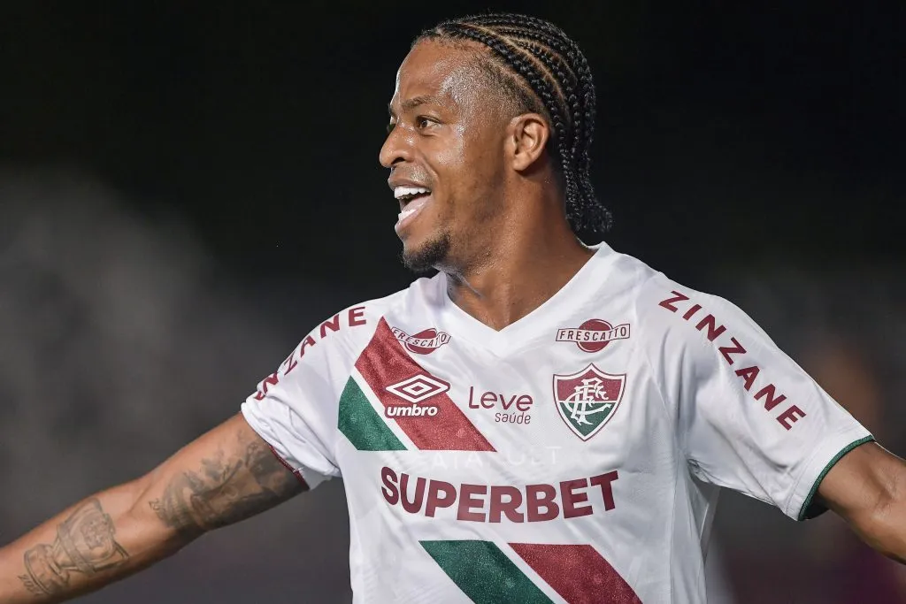 RJ – RIO DE JANEIRO – 23/01/2025 – CARIOCA 2025, PORTUGUESA RIO X FLUMINENSE – Keno jogador do Fluminense comemora seu gol durante partida contra o Portuguesa Rio no estadio Luso Brasileiro pelo campeonato Carioca 2025. Foto: Thiago Ribeiro/AGIF