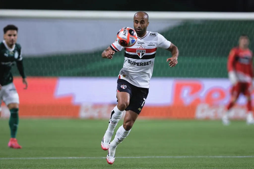 SP – SAO PAULO – 10/03/2025 – PAULISTA 2025, PALMEIRAS X SAO PAULO – Lucas jogador do Sao Paulo durante partida contra o Palmeiras no estadio Arena Allianz Parque pelo campeonato Paulista 2025. Foto: Ettore Chiereguini/AGIF