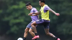 Savarino com a posse de bola em treinamento do Botafogo. Foto: Vítor Silva/BFR