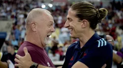 Mano Menezes técnico do Fluminense e Filipe Luis Tecnico do Flamengo durante partida contra o Flamengo no estádio Maracanã pelo campeonato Carioca 2025.