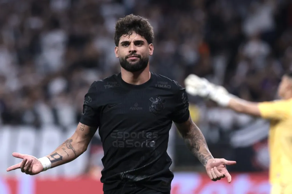 SP – SAO PAULO – 09/03/2025 – PAULISTA 2025, CORINTHIANS X SANTOS – Yuri Alberto jogador do Corinthians comemora seu gol durante partida contra o Santos no estadio Arena Corinthians pelo campeonato Paulista 2025. Foto: Marcello Zambrana/AGIF