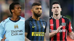 Jô, Gabigol e Paulinho em suas passagens pela Europa. Foto: Alex Livesey/Maurizio Lagana/Stuart Franklin/Getty Images