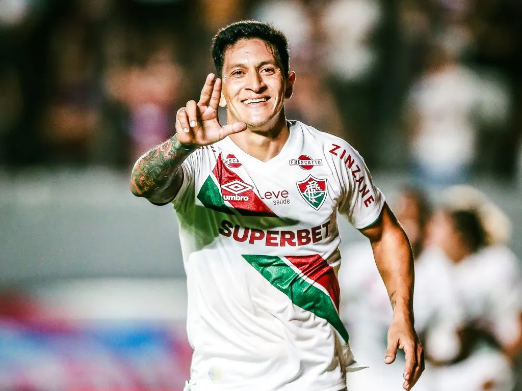 RS – CAXIAS DO SUL – 05/03/2025 – COPA DO BRASIL 2025, CAXIAS X FLUMINENSE – GERMAN CANO jogador do Fluminense comemora seu gol durante partida contra o Caxias no estadio Centenario pelo campeonato Copa Do Brasil 2025. Foto: Giancarlo Santorum/AGIF