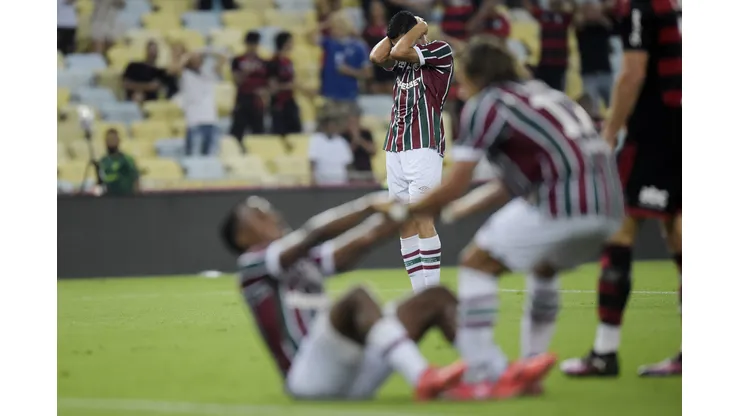 Jhon Arias jogador do Fluminense lamenta durante partida contra o Flamengo no estádio Maracanã pelo campeonato Carioca 2025. Foto: Alexandre Loureiro/AGIF