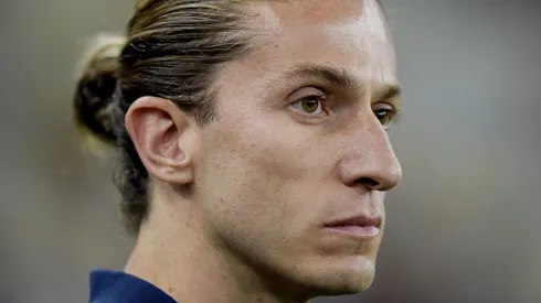 Filipe Luís durante partida entre Fluminense e Flamengo, pelo jogo de ida da final do Campeonato Carioca, no Maracanã.