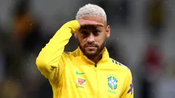 SAO PAULO, BRAZIL - NOVEMBER 11: Neymar Jr. of Brazil reacts prior to a match between Brazil and Colombia as part of FIFA World Cup Qatar 2022 Qualifiers at Neo Quimica Arena on November 11, 2021 in Sao Paulo, Brazil. (Photo by Alexandre Schneider/Getty Images)
