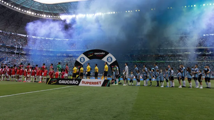 Vista geral da Arena para a partida entre Grêmio e Internacional, pelo Campeonato Gaúcho. Foto: Liamara Polli/AGIF.