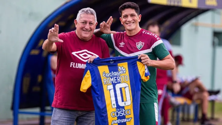Romerito e Cano, ídolos do Fluminense. Foto: Marcelo Gonçalves/Fluminense