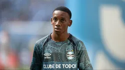 Gabriel Mec jogador do Grêmio durante partida contra o Internacional no estádio Arena do Grêmio pelo campeonato Gaúcho 2025.