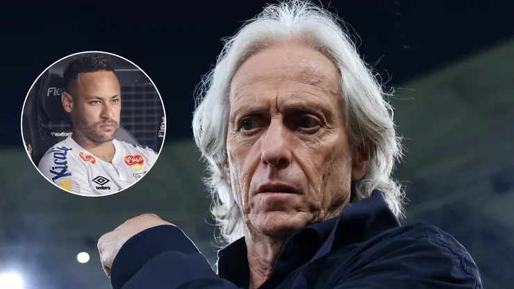 Jorge Jesus faz elogios a Neymar e pede tempo em retorno do craque. PhotoxPhoto: Neymar (Agif); Jorge Jesus (Getty Images).