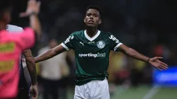 Estevao jogador do Palmeiras lamenta durante partida contra o Corinthians. Foto: Ettore Chiereguini/AGIF