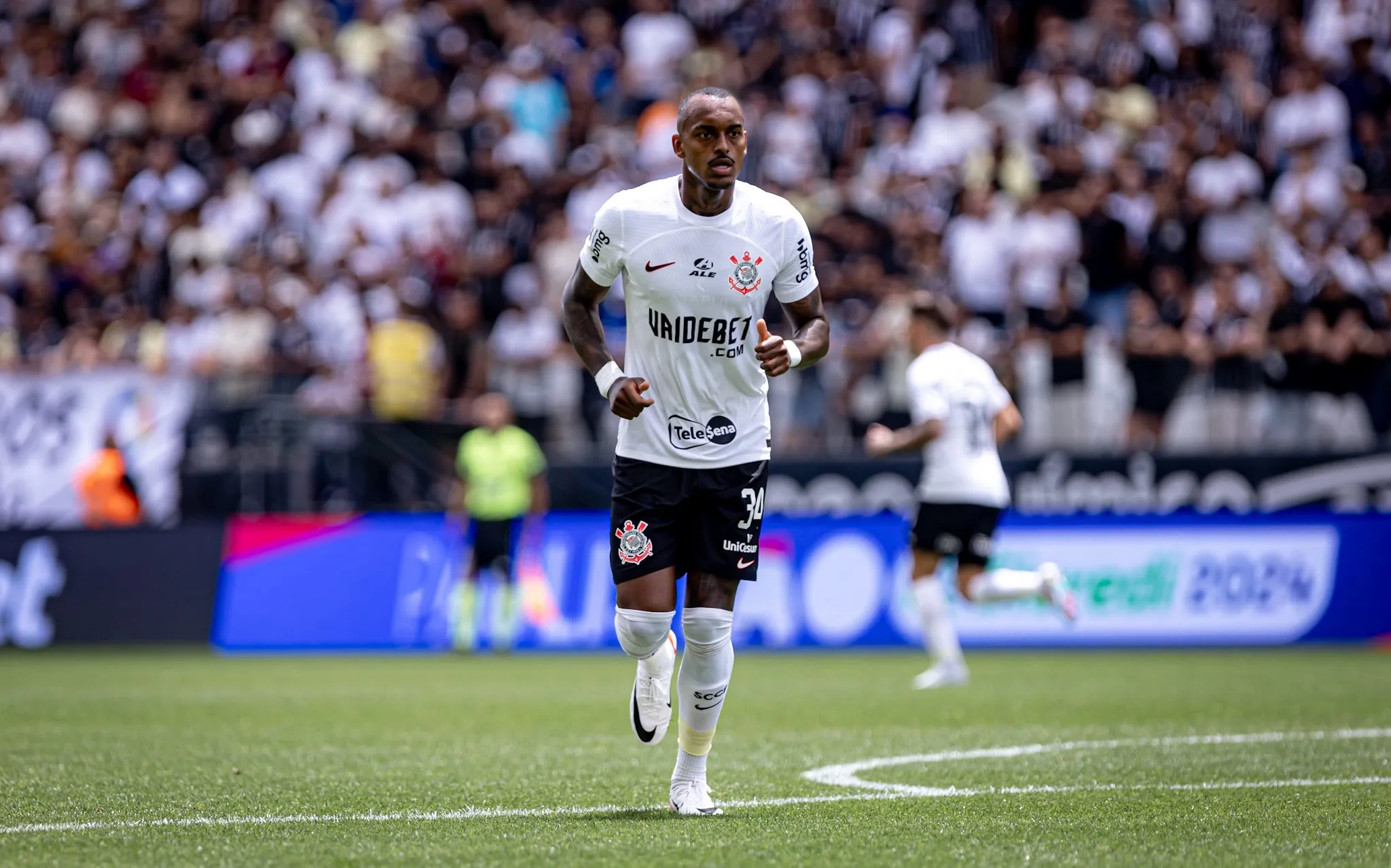 Raul Gustavo, ex-jogador do Corinthians durante partida contra o Novorizontino no estadio Arena Corinthians pelo campeonato Paulista 2024. Foto: Leonardo Lima/AGIF