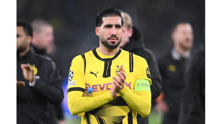 DORTMUND, GERMANY - JANUARY 29: Emre Can of Borussia Dortmund applauds the fans after the team's victory during the UEFA Champions League 2024/25 League Phase MD8 match between Borussia Dortmund and FC Shakhtar Donetsk at BVB Stadion Dortmund on January 29, 2025 in Dortmund, Germany. (Photo by Stuart Franklin/Getty Images)