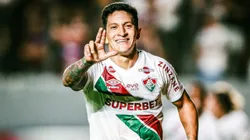 GERMAN CANO jogador do Fluminense comemora seu gol durante partida contra o Caxias no estádio Centenário pelo campeonato Copa Do Brasil 2025.