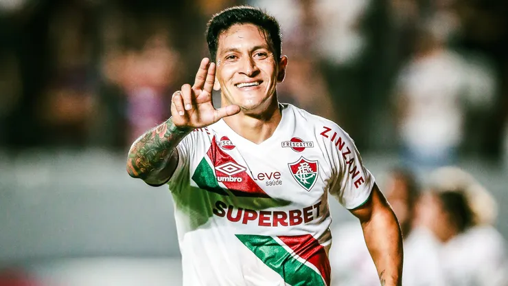 GERMAN CANO jogador do Fluminense comemora seu gol durante partida contra o Caxias no estádio Centenário pelo campeonato Copa Do Brasil 2025.