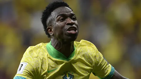 Vinicius Junior jogador do Brasil durante partida contra o Colombia no estadio Mane Garrincha pelo campeonato Eliminatorias Copa Do Mundo 2026. Foto: Mateus Bonomi/AGIF