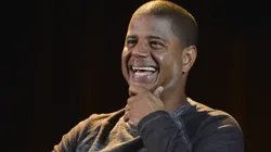Marcelinho Carioca durante entrevista em 2014, no Parque São Jorge.