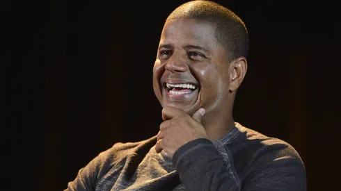 Marcelinho Carioca durante entrevista em 2014, no Parque São Jorge.