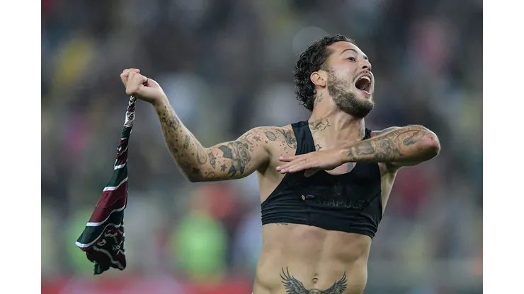 Guga jogador do Fluminense durante partida contra o Grêmio no estádio Maracanã pelo campeonato Copa Libertadores 2024. Foto: Thiago Ribeiro/AGIF