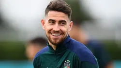 Jorginho durante treino antes da final da Euro de 2020, entre Itália e Inglaterra. Foto: Claudio Villa