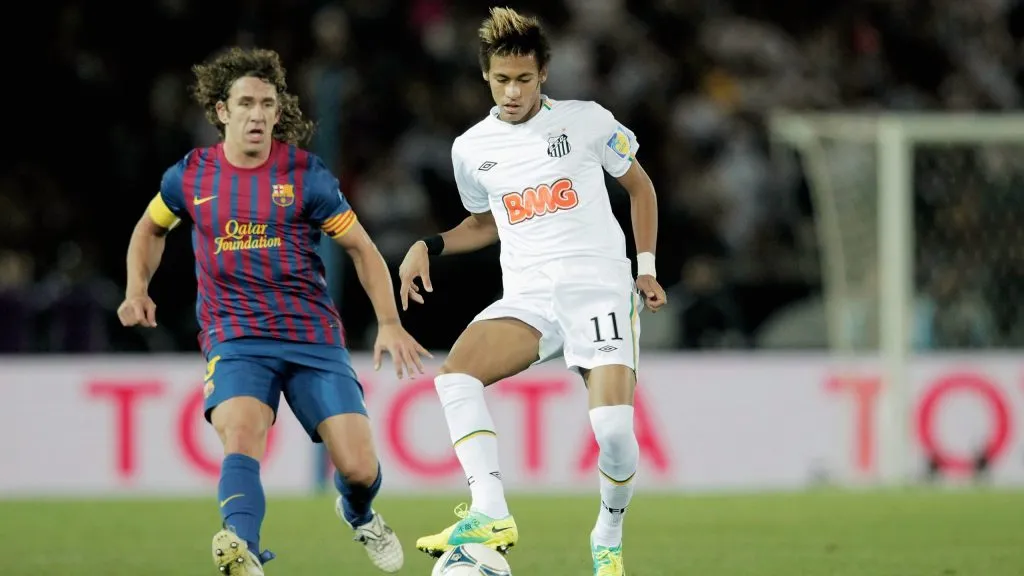 Santos em sua última participação no Mundial de Clubes em 2011, diante do Barcelona, no Japão.  (Photo by Lintao Zhang/Getty Images)