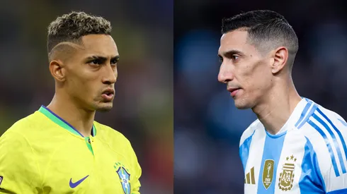 Raphinha provoca Argentina e Di Maria responde. Foto: GETTY IMAGES