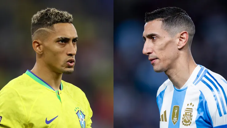 Raphinha provoca Argentina e Di Maria responde. Foto: GETTY IMAGES