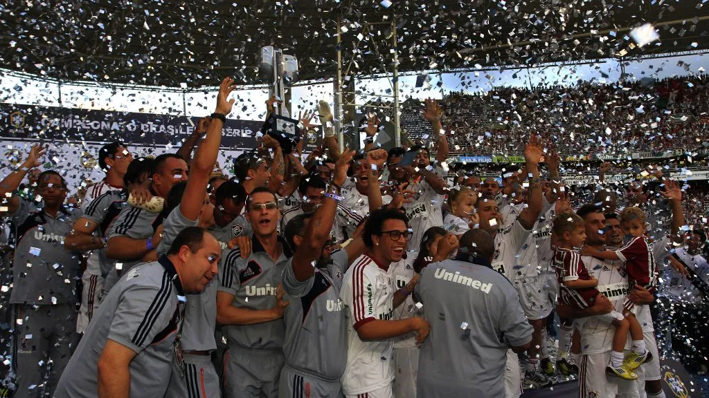 Jogadores do Fluminense comemoram o título do Brasileirão de 2012. Foto: Nelson Perez.