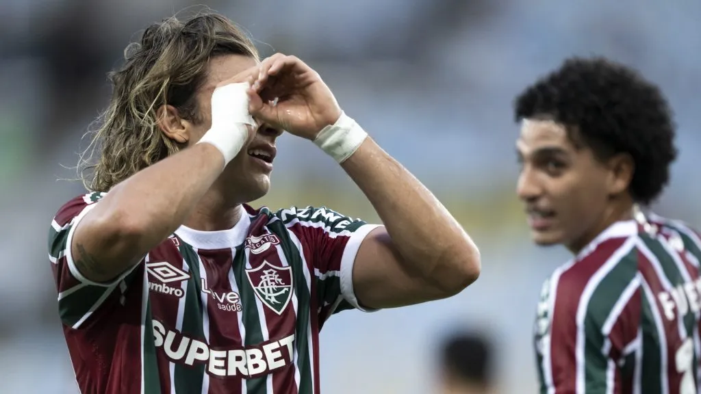 Canobbio comemorando pelo Fluminense durante o Carioca –  Foto: Jorge Rodrigues/AGIF