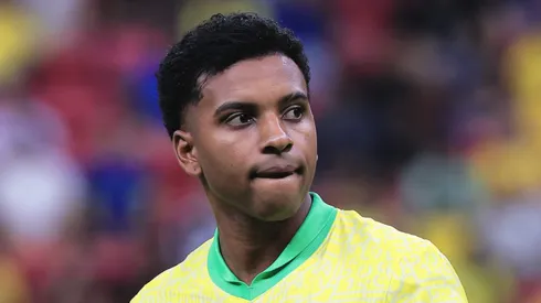DF - BRASILIA - 15/10/2024 - ELIMINATORIAS COPA DO MUNDO 2026, BRASIL X PERU - Rodrygo jogador do Brasil durante partida contra o Peru no estadio Mane Garrincha pelo campeonato Eliminatorias Copa Do Mundo 2026.