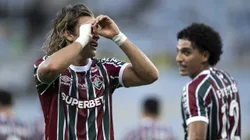 Canobbio, jogador do Fluminense, comemora seu gol durante partida contra o Volta Redonda, pelo Campeonato Carioca. Foto: Jorge Rodrigues/AGIF.