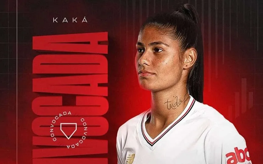 Kaká, do São Paulo veste a camisa 13 da Seleção de Arthur Elias e em breve se juntará as convocadas para preparação dos amistosos. Foto: Divulgação/SPFC ; Seleção Brasileira Feminina