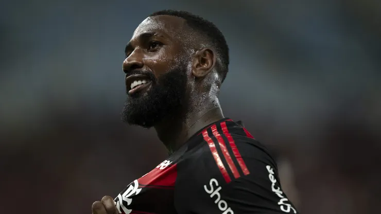 Gerson, jogador do Flamengo, comemora seu gol durante partida contra o Marica no estadio Maracana pelo campeonato Carioca 2025. Foto: Jorge Rodrigues/AGIF