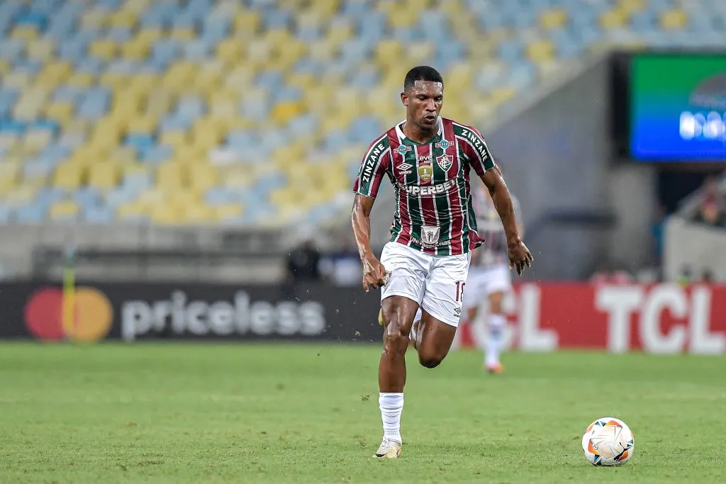 Lele, jogador do Fluminense durante partida contra o Colo-Colo no estadio Maracana pelo campeonato Copa Libertadores 2024. Foto: Thiago Ribeiro/AGIF