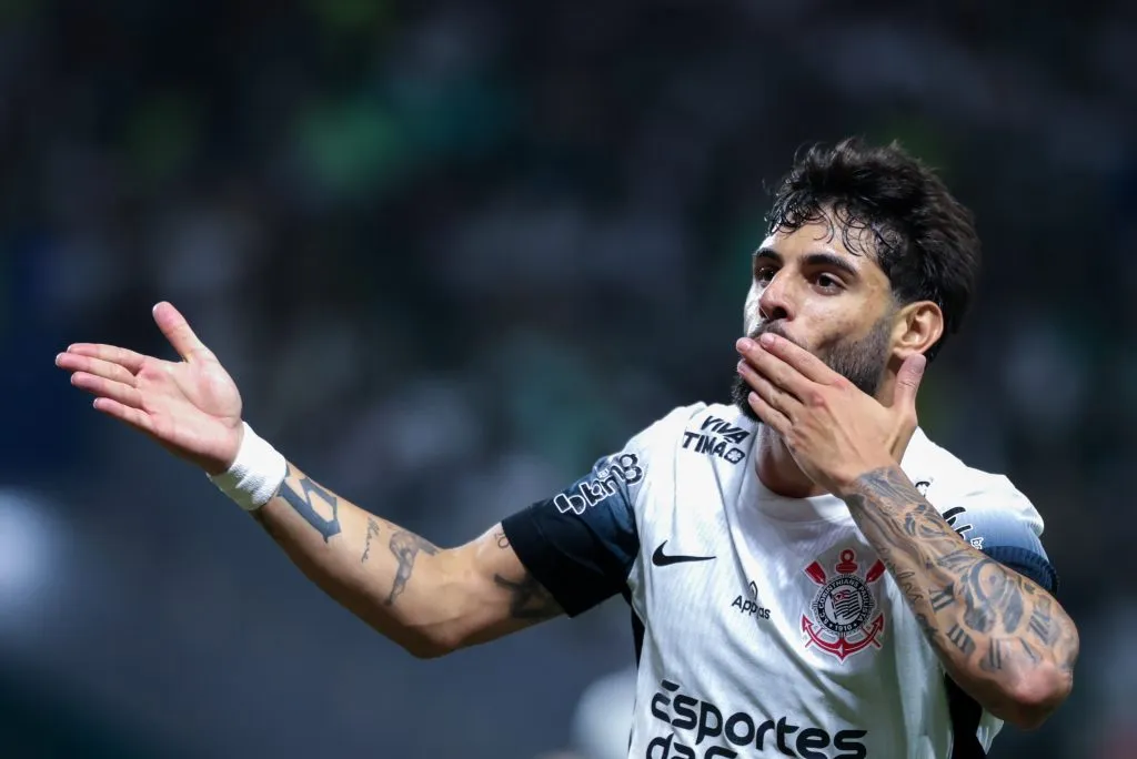 SP – SAO PAULO – 16/03/2025 – PAULISTA 2025, PALMEIRAS X CORINTHIANS – yuri alberto jogador do Corinthians comemora seu gol durante partida contra o Palmeiras no estadio Arena Allianz Parque pelo campeonato Paulista 2025. Foto: Marcello Zambrana/AGIF