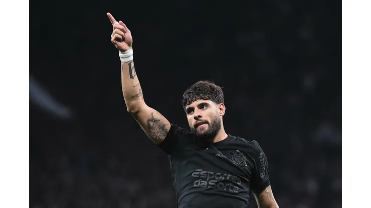 Yuri Alberto jogador do Corinthians comemora seu gol durante partida contra o Internacional no estádio Arena Corinthians pelo campeonato Brasileiro A 2024. Foto: Ettore Chiereguini/AGIF
