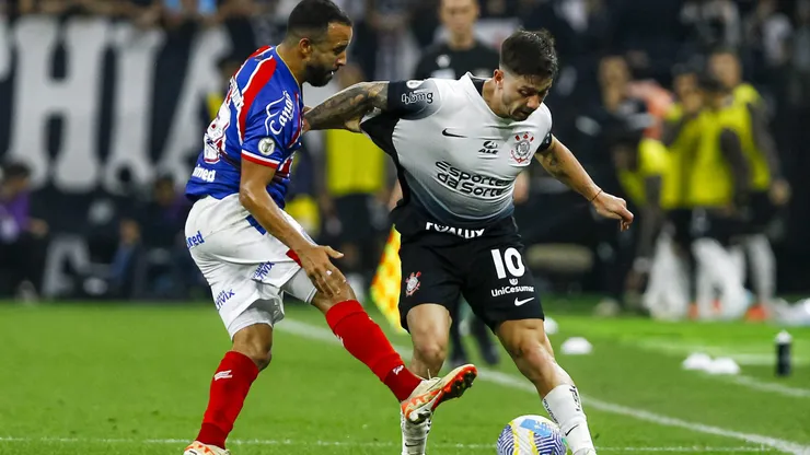 Garro, jogador do Corinthians, durante partida contra o Bahia no estadio Arena Corinthians pelo campeonato Brasileiro A 2024. Foto: Marco Miatelo/AGIF